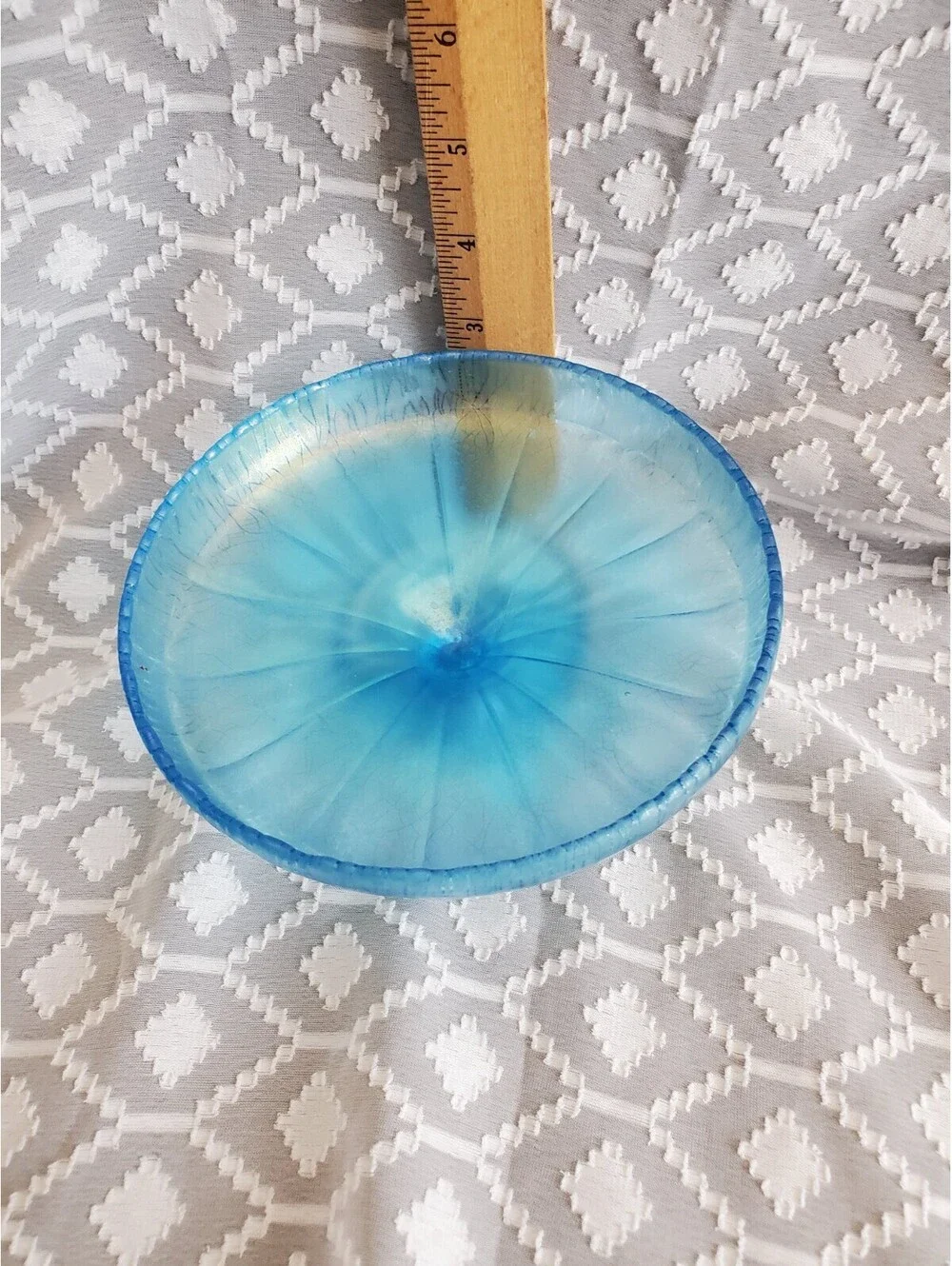 Vtg Fenton Celeste Blue Stretch Glass Compote